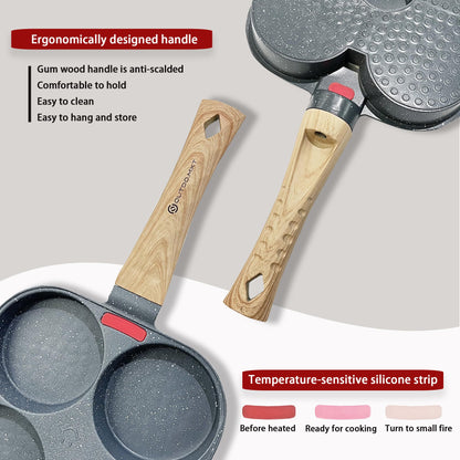 OUTDO.MXT Egg Pan Omelette Pan 4 Cup Nonstick Breakfast Pancake Maker Fried Egg Cooker Eggs Pan Pancake Pan Egg Frying Pan Kitchen Cooking Tool Suitable for Gas Stove Electric Induction Cookware