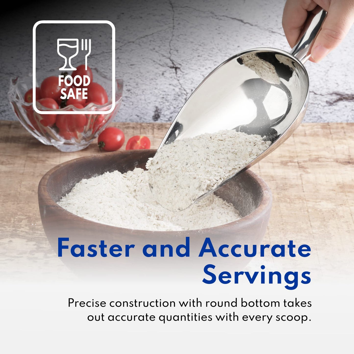 New Star Foodservice 1028546 Stainless Steel Bar Ice Flour Utility Scoop, 36-Ounce