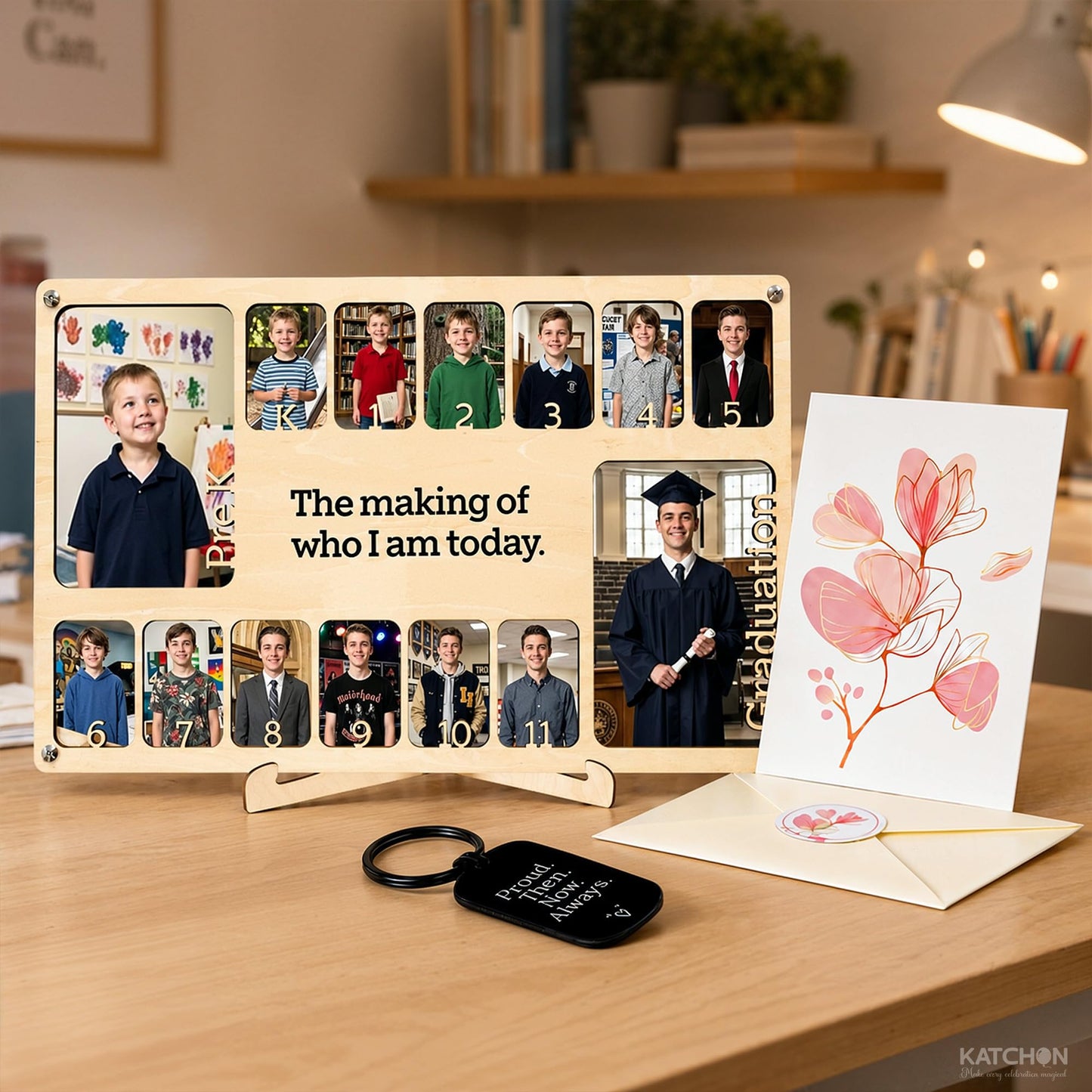 KatchOn School Years Picture Frame Pre-K to 12 Graduation Gift Kit for Class of 2026, Graduation Picture Display, Graduation Photo Banner Collage with Gift Card and Inspirational Keychain