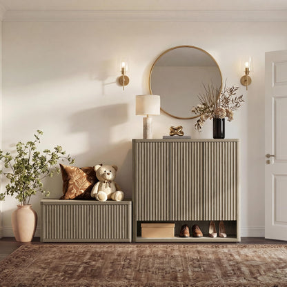 SICOTAS Shoe Cabinet 47.2" Wide Freestanding Hidden Shoe Storage Cabinet with 3 Doors & 4 Adjustable Shelves Tall Modern Shoes Rack Organizer Cabinets Storage for Entryway Hallway Living Room Entrance