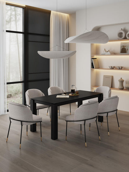 Manhattan Comfort Flor Dining Chair with Metal Legs, Upholstered in Twill Weave Fabric, Padded Cushions, Ergonomic Winged Back Design, Gold Metal Accents, Fully Assembled, 2 Piece Set, Wheat