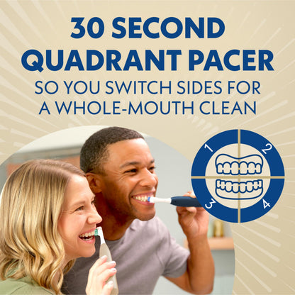 Spinbrush Smart Clean Battery Powered Electric Toothbrush for Adults with Dual Action Head, Pacer & Timer, Champagne, Soft Bristles, 1 Count