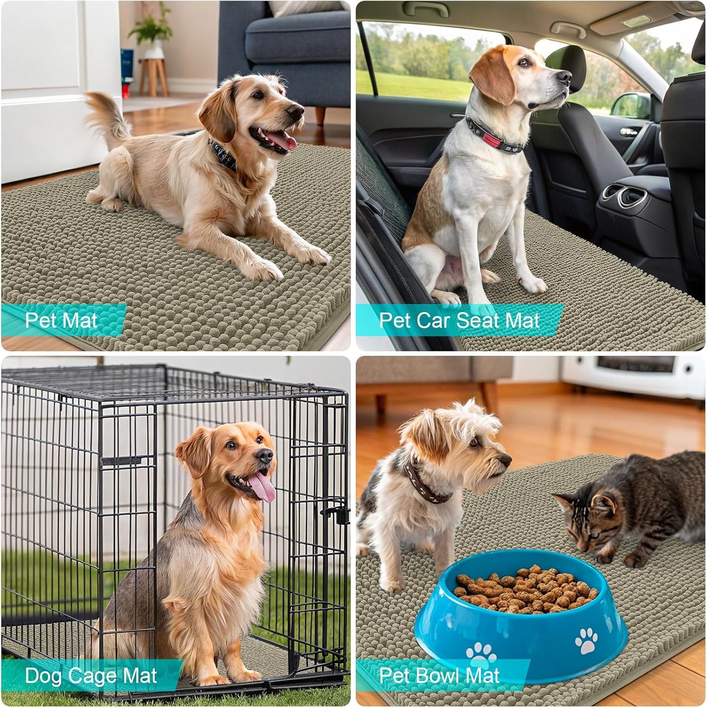 OLANLY Dog Door Mat - Absorbent Non-Slip Washable Doormat for Muddy Paws | 47x20 Warm Taupe