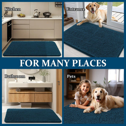 OLANLY Dog Door Mat - Absorbent Non-Slip Washable Doormat for Muddy Paws | 50x30, Atlantic Blue
