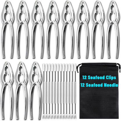 24 Set Pcs Crab Crackers and Tools, Heavy Duty Nut Crackers Seafood Tools for Crab Legs - Crab Nut Lobster Crackers