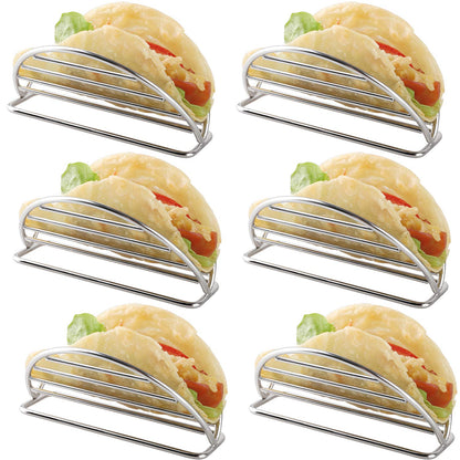 YellRin Taco Holder Stand Stainless Steel Taco Rack Tray Stand Up Holders Kitchen Set for Tortillas, Burritos, Parties & Restaurants (Taco Holders)