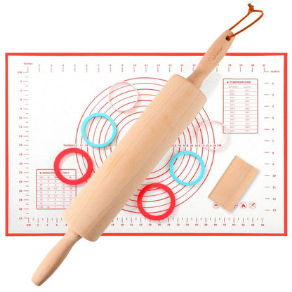 WitHlper 17" Professional Beechwood Rolling Pin for Baking – Ergonomic Handle, Heavy-Duty Dough Roller for Pizza, Pie Crust, Cookies, Pastry Tortillas – Smooth Wooden Rolling Pin with Comfort Grip