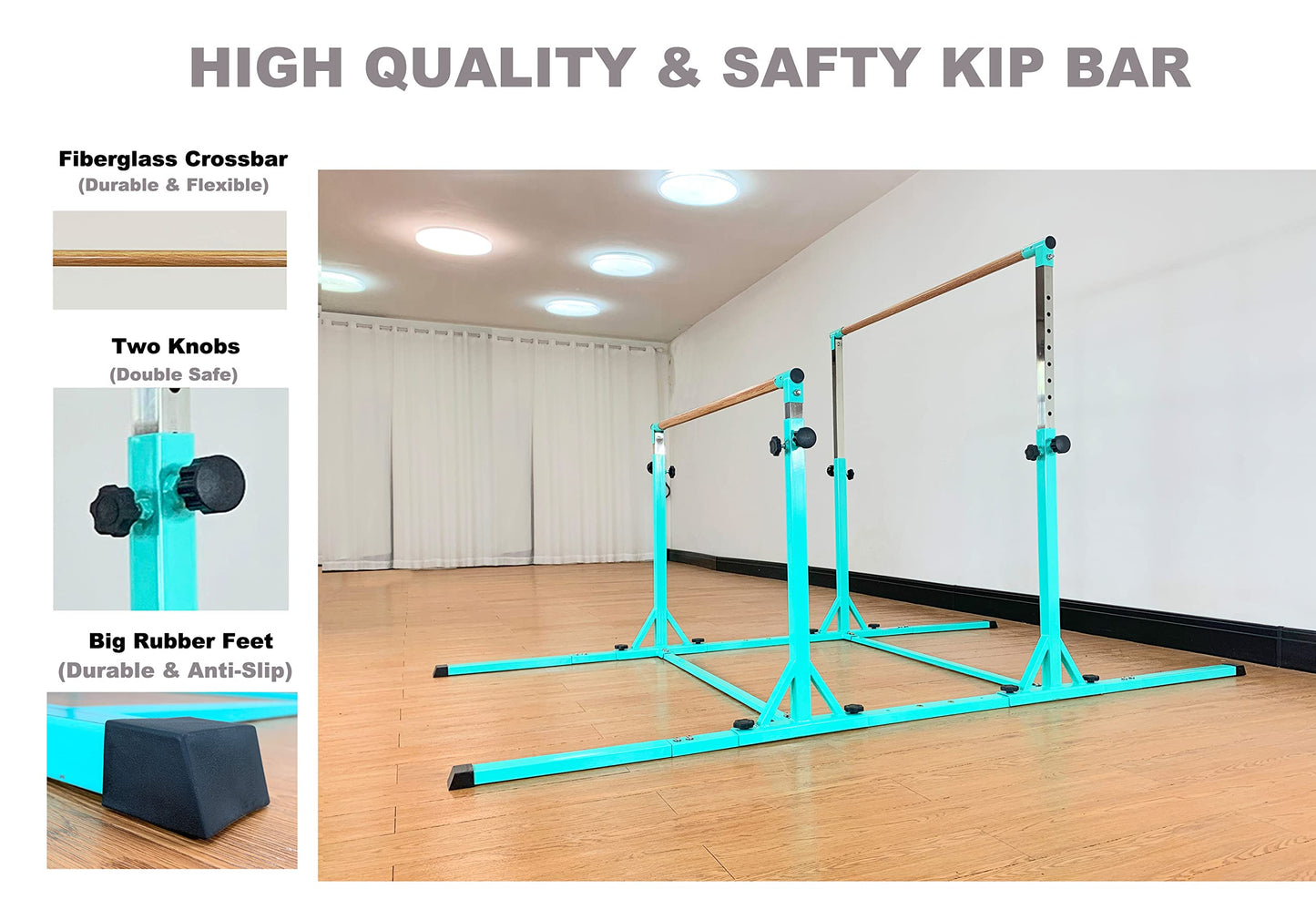 MARFULA Gymnastics Double Horizontal Bars 3Play Parallel Bars Uneven Bars Gymnastics Training Kip Bar with 304 Stainless Steel Regulating Arms & Fiberglass Rail for Indoor Outdoor Home Club Use