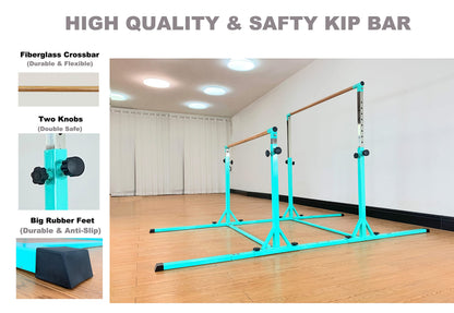 MARFULA Gymnastics Double Horizontal Bars 3Play Gymnastic Parallel Bars with Mat Uneven Bars Gymnastics Training Bar with 304 Stainless Steel Regulating Arms & Fiberglass Rail for Home Club Use