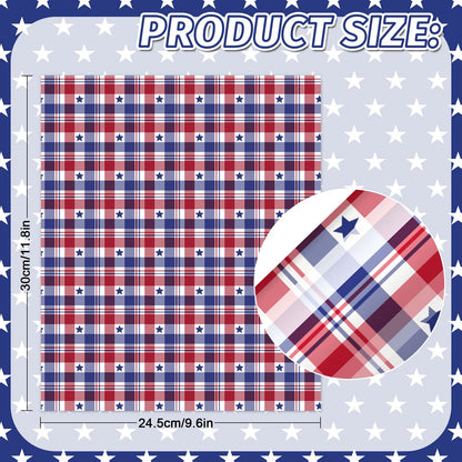 Whaline 9 Sheet Patriotic Heat Transfer Vinyl 4th of July Glitter Iron on Vinyl American Star Pattern HTV Adhesive Craft Vinyls for 250th Anniversary Independence Day DIY Fabric Craft, 9.6 x 11.8 Inch
