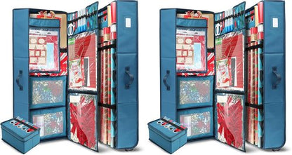 Hearth & Harbor Holiday Storage Bins - Fade Resistant Wrapping Paper Containers with Wheels | Fits Up to 30 Rolls (Pack of 2)