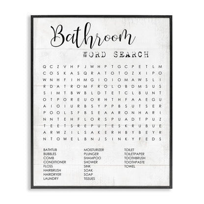 Stupell Industries Bathroom Search Fun Family Word, Design by Daphne Polselli Wall Art, 11 x 14, Black