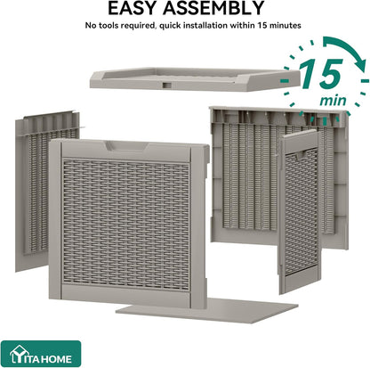 32 YITAHOME Gallon Deck Box, Resin Storage with Lockable Lid & Side Handles, Indoor Outdoor Small Container for Patio