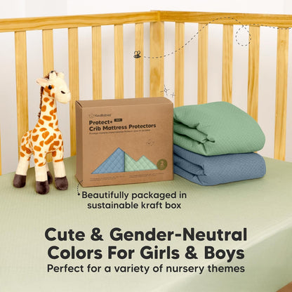 Skiennix Waterproof Crib Mattress Protector - Soft Quilted Cotton Pad, 52" x 28", Machine Washable, Easy Fit