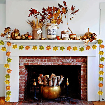 13.6FT 35LED SUNSGNE Fall Lights Thanksgiving String Lights, Orange Yellow Green Maple Leaf String Lights