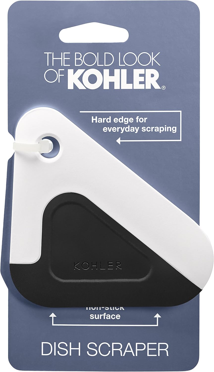 KOHLER K-8624-0 Kitchen Pot and Pan Dish Scraper, Silicone and Nylon, Heat Resistant, White and Charcoal, One Size