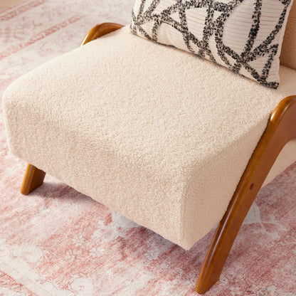 MILCIL Oversized Accent Chair, upholstered armless mid Century Modern Living Room Chair with Wooden Legs for Bedroom/Office/Cafe, Sherpa Beige