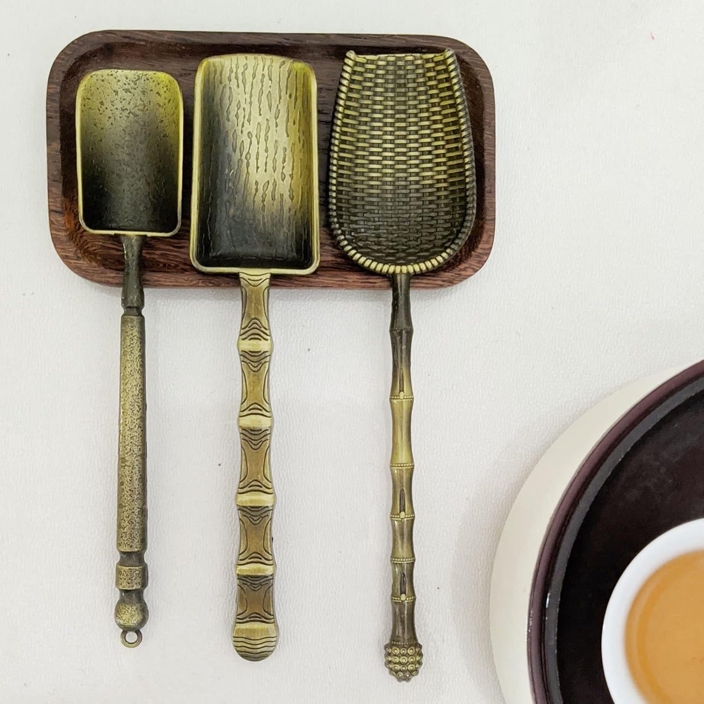 Tea Scoop Vintage Spoons Long Handle Measuring Spoon for Loose Tea, Coffee, Herb, Set of 3