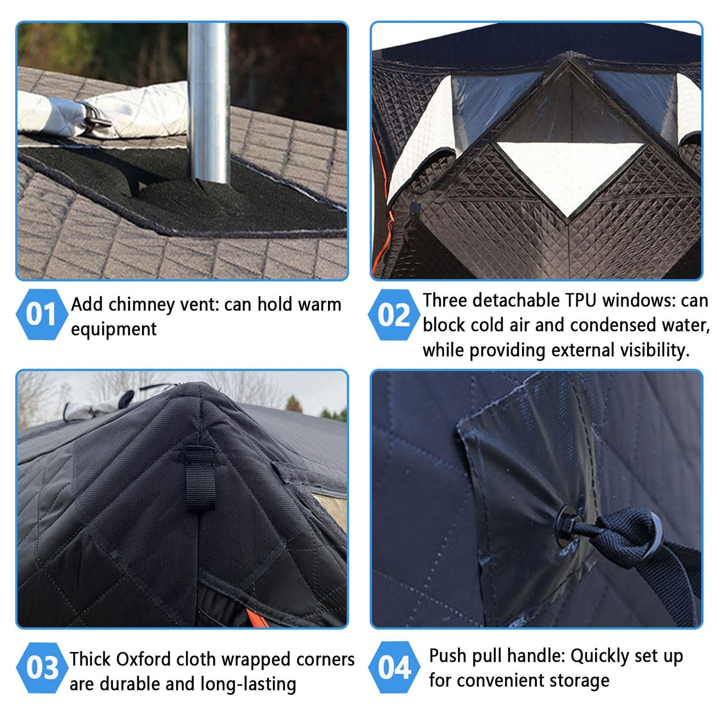 WACLMOTAKE 3-5 Person Portable Sauna Tent - Foldable Insulated Personal Spa Steam Ice Fish Tents with Stove Jack for All Weather Camping or Home, Easy Setup with Carrying Bag Sauna-Tent-1.8m
