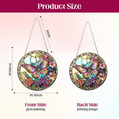 MISCER Butterfly Hanging Diamond Art Pendants Kits for Adults Kids, DIY Double Sided 5D Special Diamond Painting Pendant Kit, Wreath Gem Art Suncatchers for Window Garden Home Decor