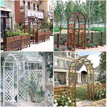 Wooden Garden Arbor Arch for Climbing Plants, Outdoor Wedding Ceremony Trellis, 4.5ft×7.4ft Brown Pergola for Backyard Lawn Party Decoration Brown 4.5ft×7.4ft