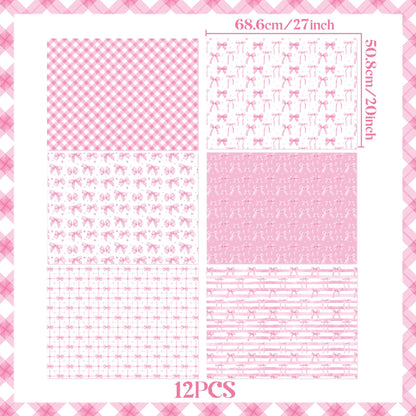 Thirty and Thirsty 12 Sheets Pink Bow Wrapping Paper Coquette Gift Wrap Paper Pink Bows Girly Wrapping DIY Crafts Papers Coquette Birthday Party Favors Supplies