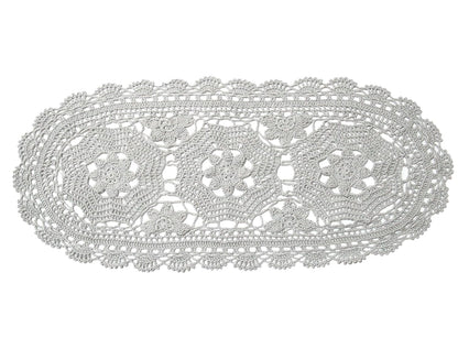 BIBITIME Handmade Crochet Lace Doilies, 10" x 22", Light Grey, Pack of 1 PC for Home Kitchen