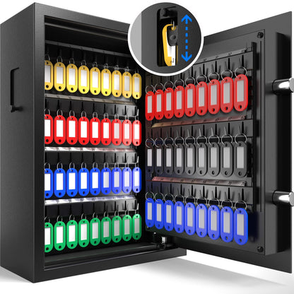 XDeer 71-Key Safe Wall Mount with Advanced Anti-Theft & LED Light, Key Cabinet with Combo & Key Lock for Hotels, Offices & Car Dealerships 1PCS