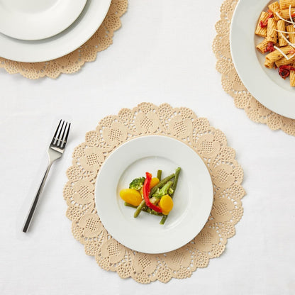Juvale Round Paper Placemats & Doilies, 12-Inch Brown Paper Chargers for Dinner Plates and Tea Party