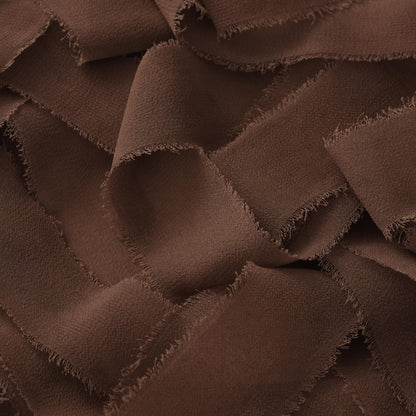DORIS HOME Dark Brown Chiffon Ribbon for Flower Bouquet, 1" x21Yd Fabric Ribbon for Gift Wrapping, Handmade Frayed Ribbon for Wedding Invitations/Halloween Decorations