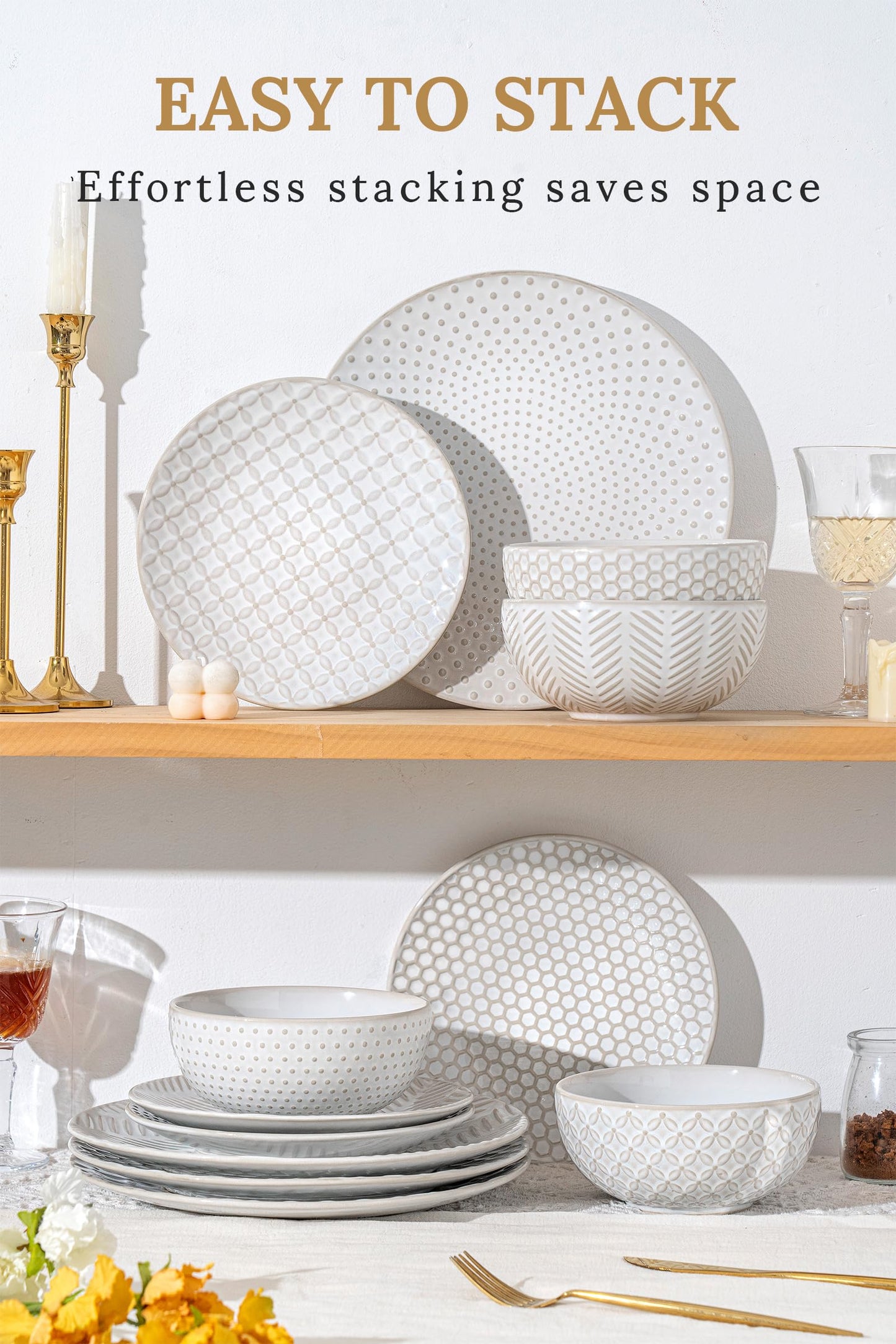 36-Piece Dinnerware Set for 12,Transform Your Table with Stylish Plates & Bowls,Ideal for Hosting, Entertaining & Special Occasions, Dishwasher Safe