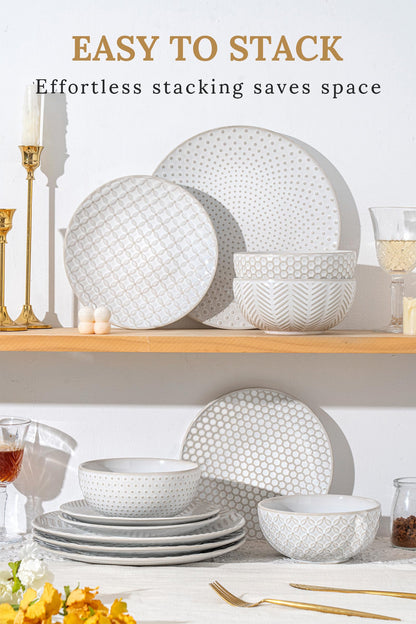 36-Piece Dinnerware Set for 12,Transform Your Table with Stylish Plates & Bowls,Ideal for Hosting, Entertaining & Special Occasions, Dishwasher Safe
