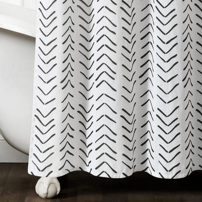 Lush Decor Hygge Modern Arrow Linen Look Shower Curtain, 72" X 72", Black & White