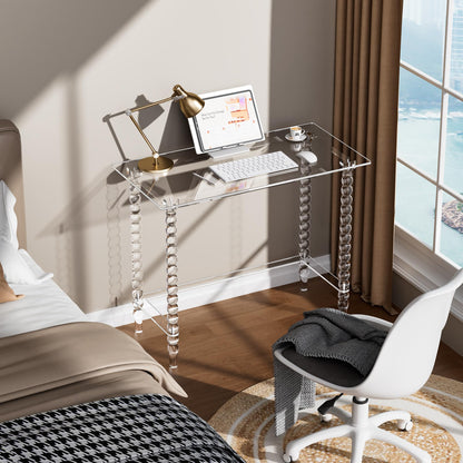 Dewrhiixe Acrylic Desk Computer Laptop Table, Writing Desk Console Entrance Table for Home Office Study Desk (Clear, 39.4“W×19.7”D×29.5“H)