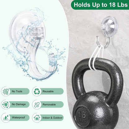 Antimbee 4 Pack Wreath Hangers for Front Door, Extra Large Suction Cup Hooks, Heavy Duty 1.9" Hooks for Easter Garland, No Tools, No Damage Wreath Holder for Glass Windows Shower, Hold Up to 18 Lbs