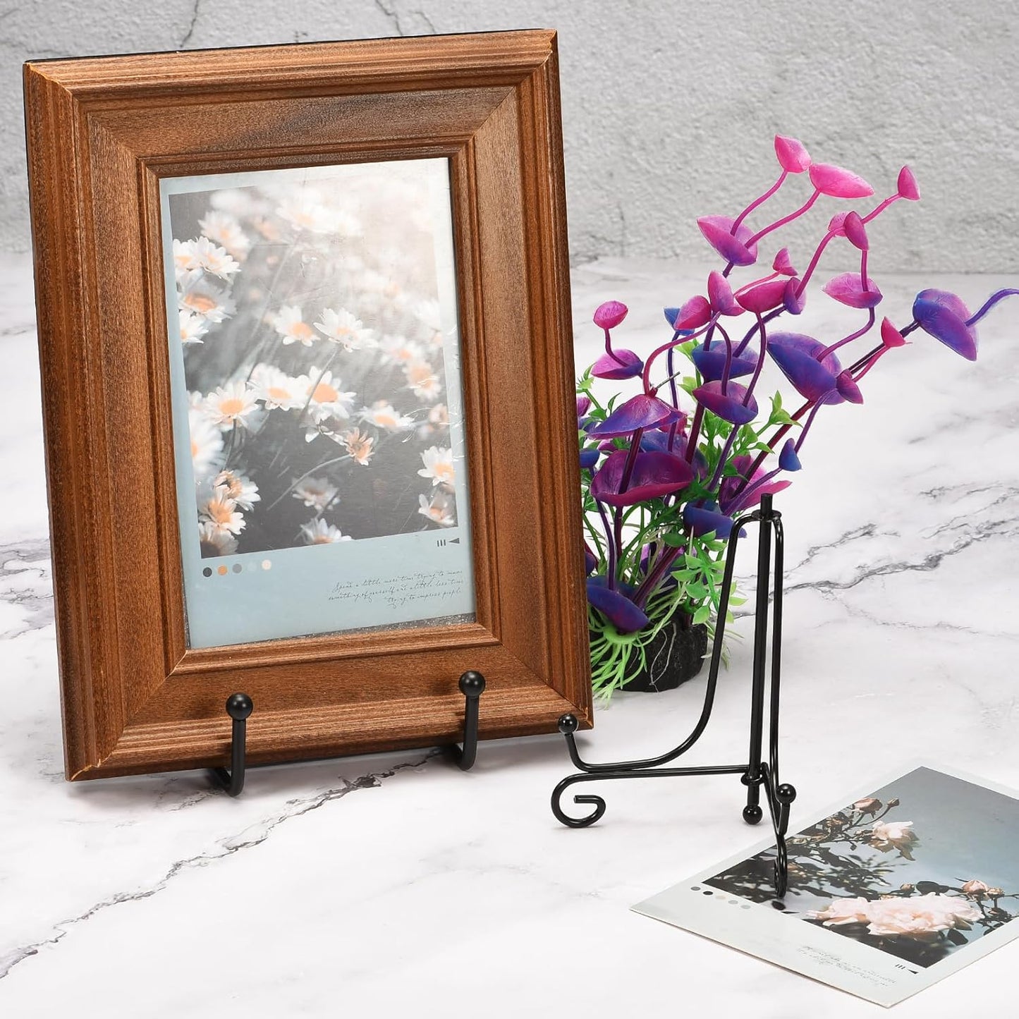 uxcell Plate Stand for Display, 5 Inch 2Pcs Iron Decorative Holder for Photo Frame, Black