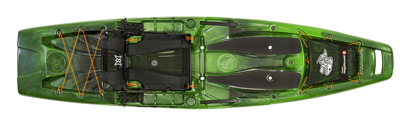 Perception Kayaks Outlaw 11.5 Moss Camo Sit on Top Fishing Kayak + Saddle Bag Tackle Storage System