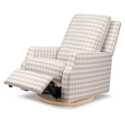 Namesake Crewe Glider Recliner Nursery Chair - GREENGUARD Gold & Certi-PUR US Certified Rocker Recliner - Glider Rocking Chair for Nursery & Living Room - Electronic, 270° Swivel, Tan Gingham