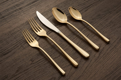 Cambridge Silversmiths Samantha Flatware Collection, 18/10 Stainless Steel, Dishwasher Safe, Gold Mirror, 20-Piece Flatware Set, Service for 4