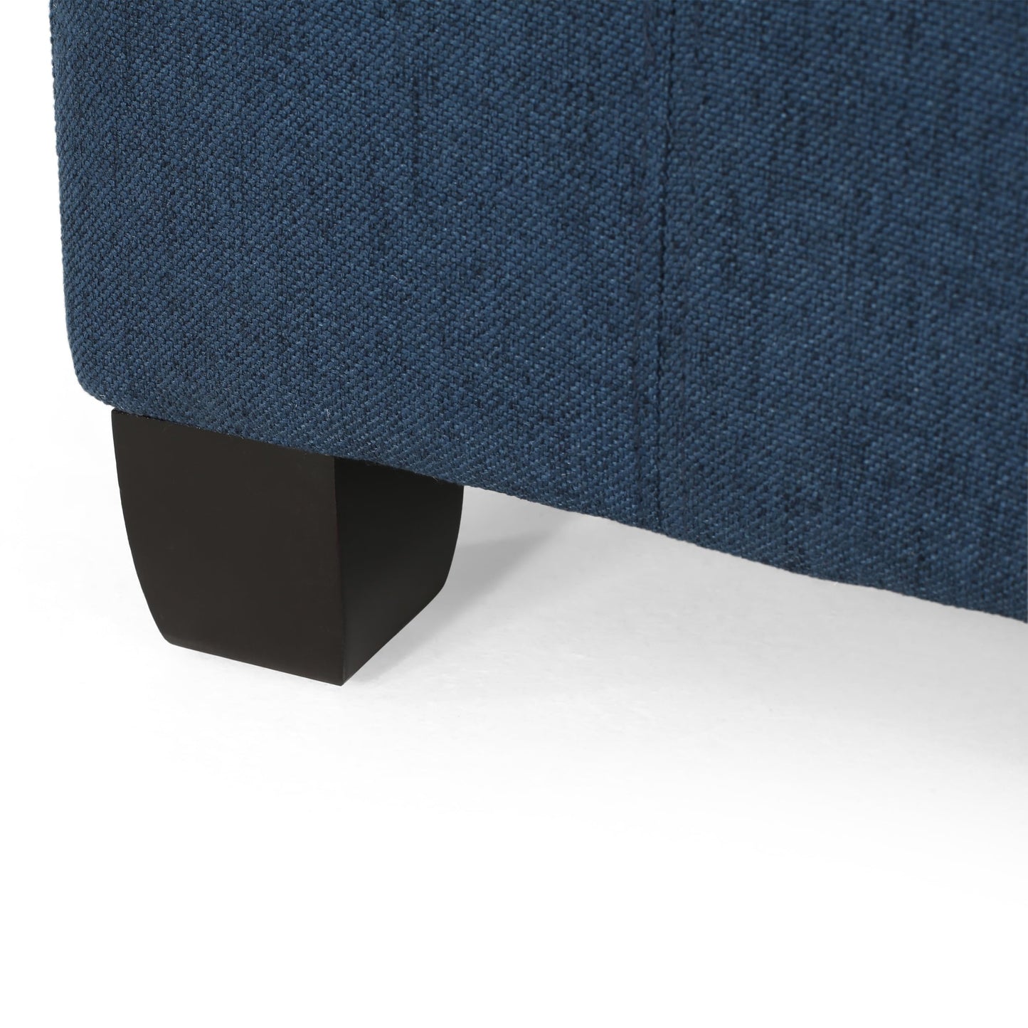 YOPTO 31" Square Storage Ottoman,Linen Footrest with Wooden Legs,Upholstered Button Tufted Coffee Table for Living Room,Navy Blue