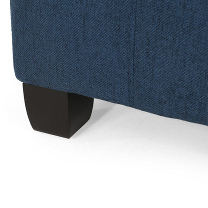 YOPTO 31" Square Storage Ottoman,Linen Footrest with Wooden Legs,Upholstered Button Tufted Coffee Table for Living Room,Navy Blue