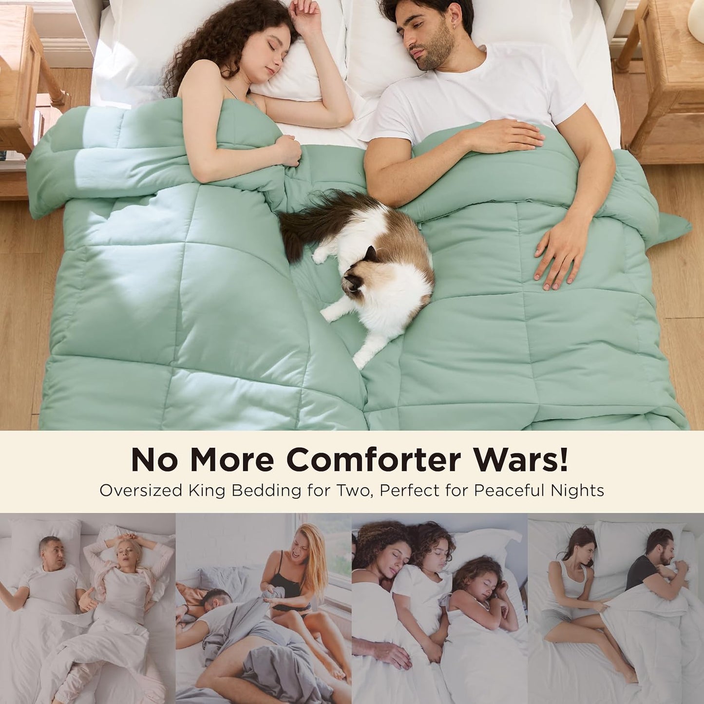 Bedsure Comforter Duvet Insert - Oversized King Size All-Season Down Alternative Bedding | Sage Green 116x98 Inches