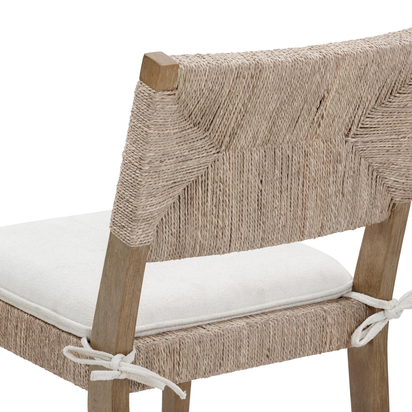 Beacon Boho Dining Chair Set of 6, Boucle Dining Chair with Seagrass Accent and Solid Wood Legs, Cream Boucle/Light Brown