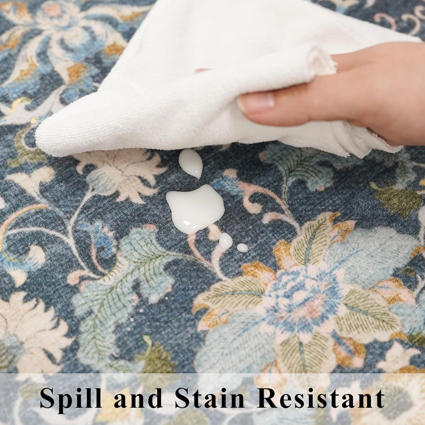 Skiennix Washable 3x5 Entryway Area Rug - Ultra Soft Low Pile Carpet | Anti-Slip Floral Design