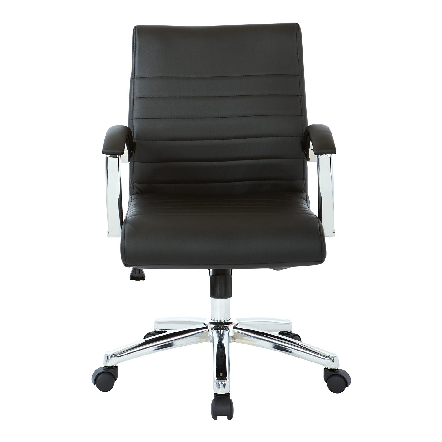 Office Star FL Series Executive Faux Leather Adjustable Office Chair with Built-in Lumbar Support, Low-Back, Black
