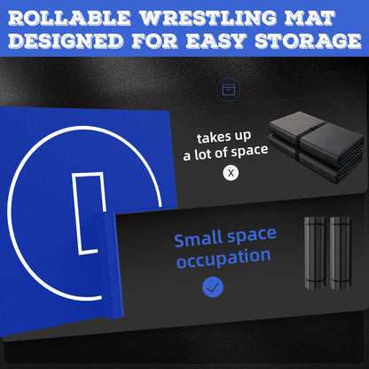 HFPFTS Wrestling Mat for Home, 10’x 10’x 1.25” Wrestling Mat, Safe Wrestling & Play Mat for Kids and Family, Jiu Jitsu, BJJ, MMA, Wrestling Mats, Martial Arts, Tumbling, Easy Clean, Gym Mat, Blue