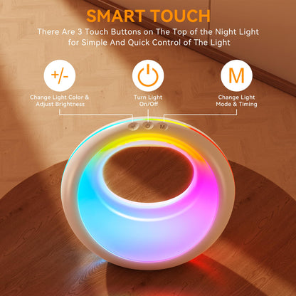 Auxmir LED Night Light Bedside Lamp Touch and Remote Control Dimmable Tabletop 13 RGB Colors Changing 5 Brightness Adjustable Rechargeable Portable Lamp for Baby Kids Nursery Bedroom Bathroom Camping