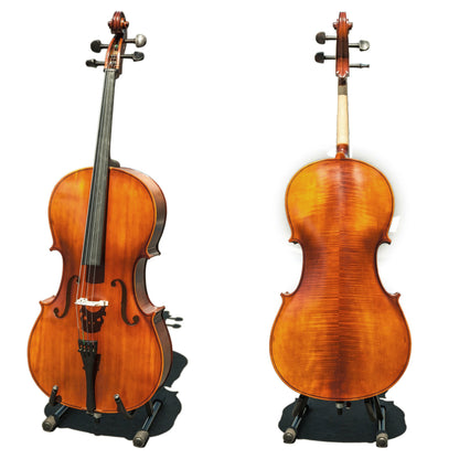Paititi PTTCE101T Ebony Fitted Oil Finish Wood 4/4 Cello with Soft Case, Bow, Rosin, Stopper and Mute