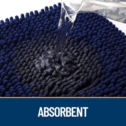 OLANLY Dog Door Mat - Absorbent Non-Slip Mud Mat for Indoor Use | 47"x20", Navy Blue, Quick Dry Chenille