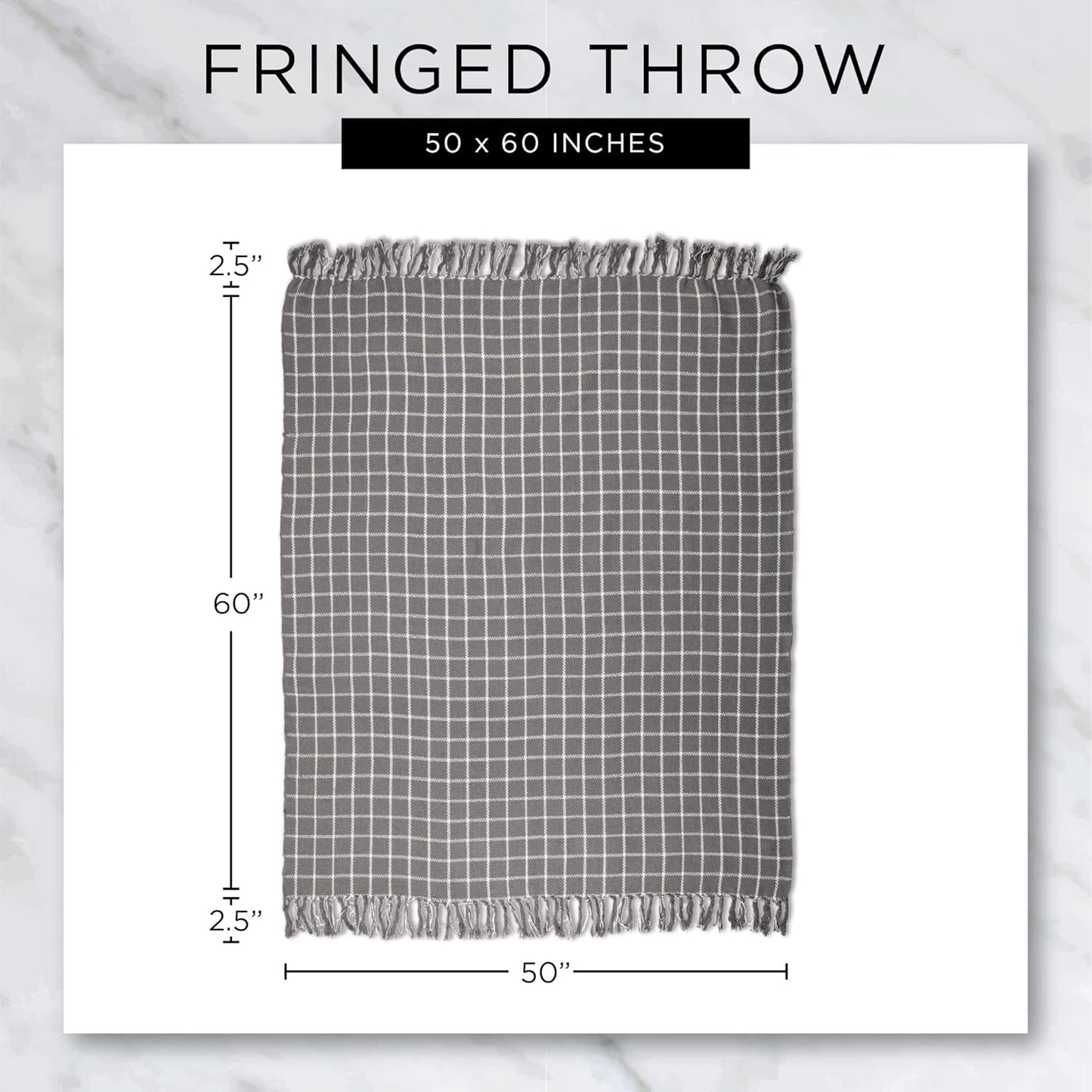 DII Diamond Throw Collection, Woven Cotton, 50x60, Mineral Gray